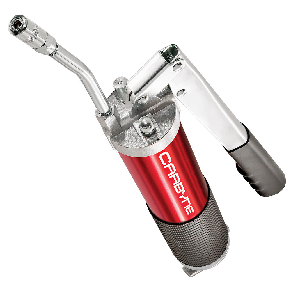 CARBYNE Grease Gun - Lever Handle, 4500 PSI, Anodized Aluminum Barrel, Heavy Duty Professional Quality. 12" Flex Hose and 6" Rigid Ext, 3-Way Loading - Carbyne Tools