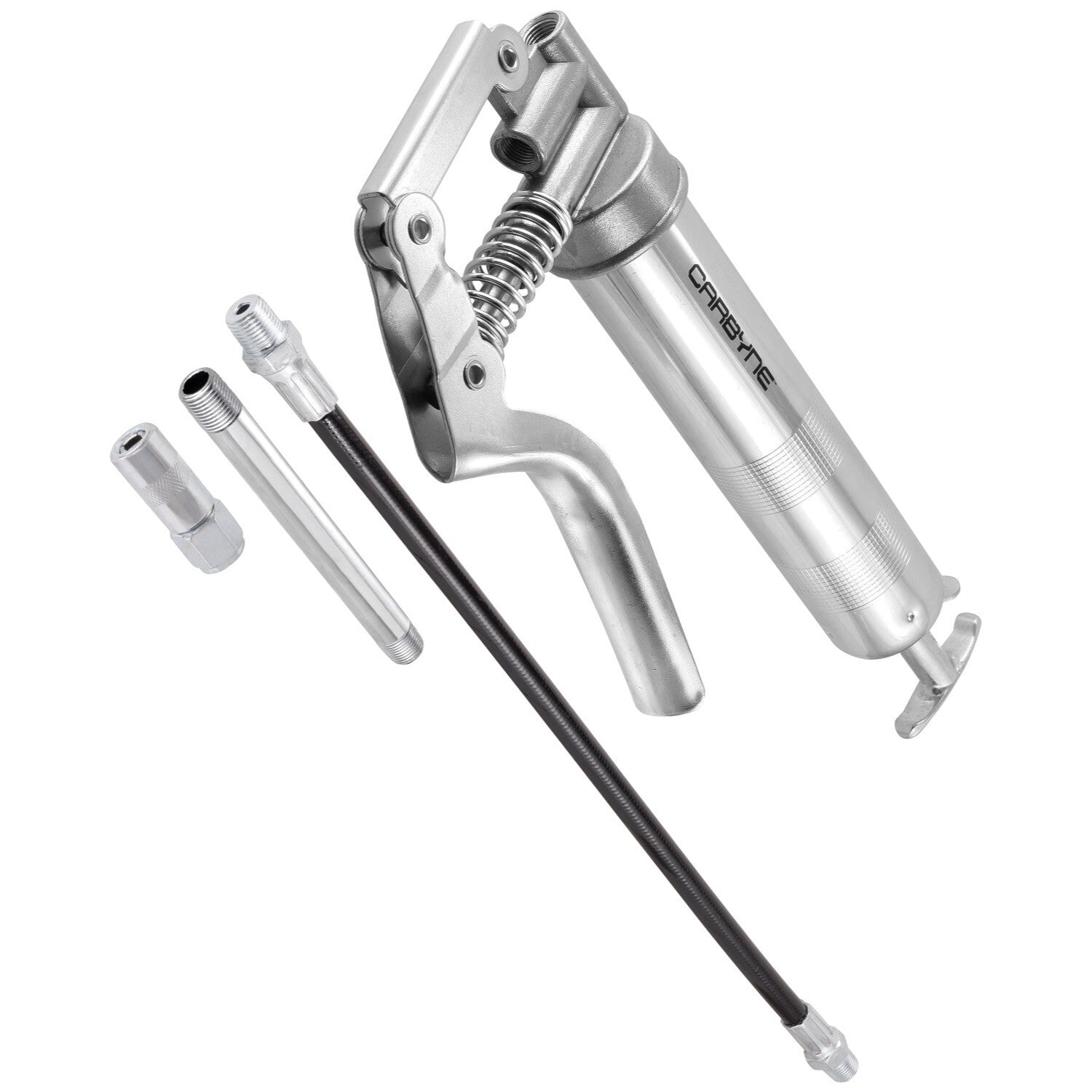 CARBYNE Mini Grease Gun - Pistol Grip, 3000 PSI, Heavy Duty Professional Quality. 12" Flex Hose and 4" Rigid Extension - Carbyne Tools