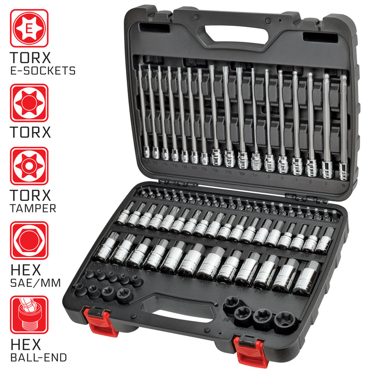 CARBYNE Master Hex & Torx Bit Socket Set - 84 Piece | SAE & Metric, S2 Steel Bits | 1/4", 3/8" & 1/2" Drive - Carbyne Tools