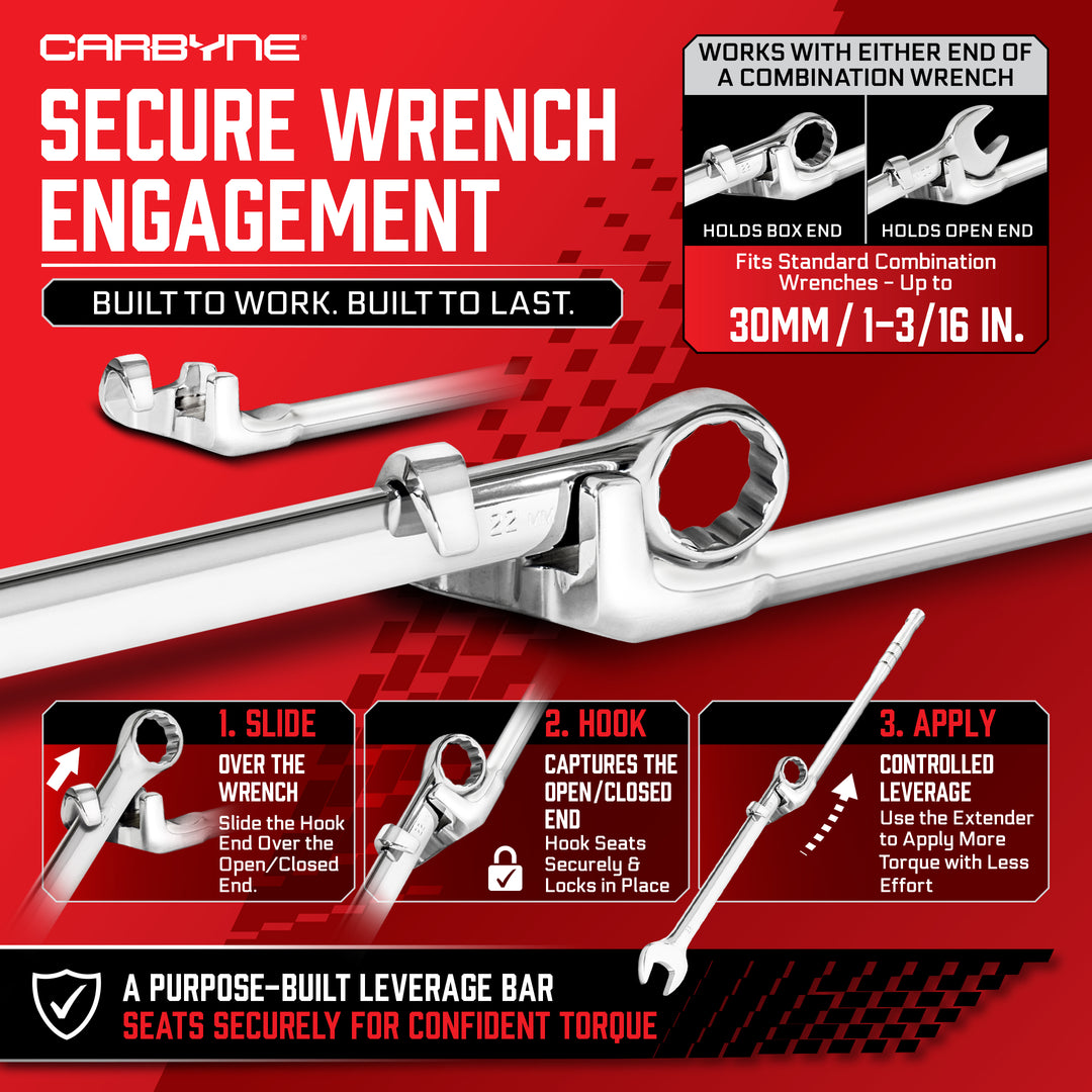 15 in. Wrench Extender - Rusted Bolts, Seized Fasteners, Over-Tightened Nuts, More Torque with Less Effort, Safer than a Cheater Pipe - Carbyne Tools
