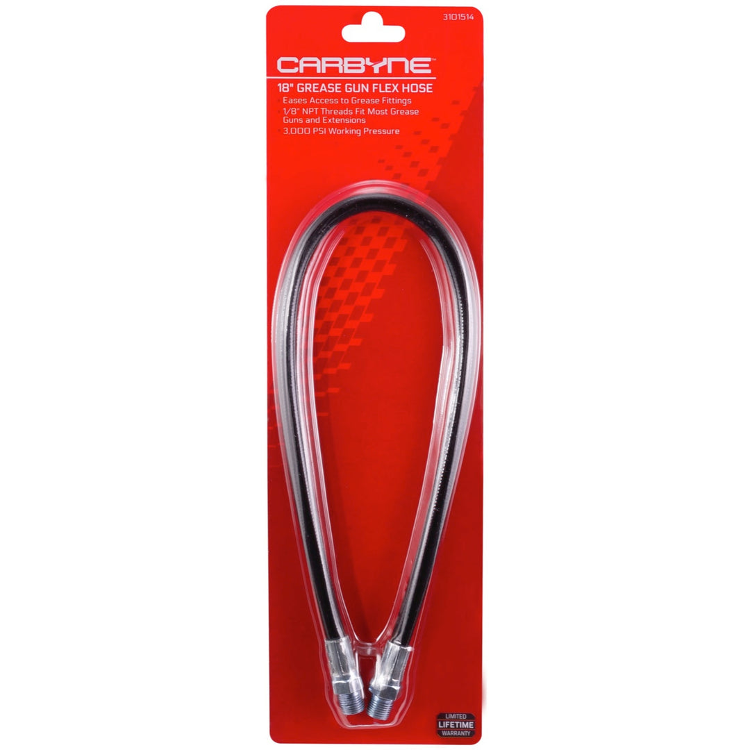 CARBYNE Grease Gun Flex Hose, 18 inch, 1/8 inch NPT Threads