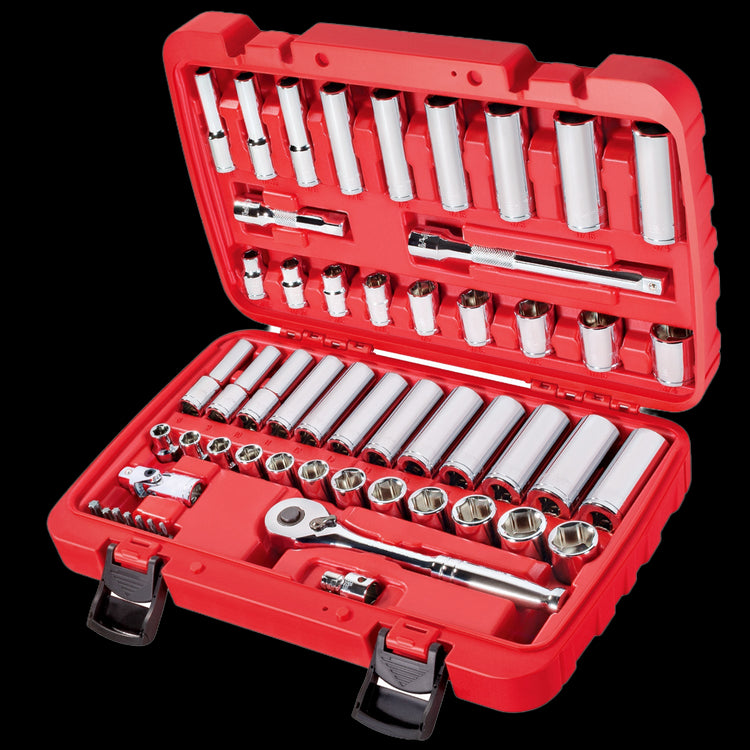 CARBYNE Socket Set - 55 Piece, 3/8" Drive | SAE & Metric, Chrome Vanadium Steel, 6 Point - Carbyne Tools