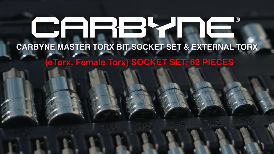 CARBYNE Master Torx Bit Socket Set & Torx External Socket Set - 62 Piece, S2 Steel Bits, CRV Sockets | 1/4", 3/8" & 1/2" Drive