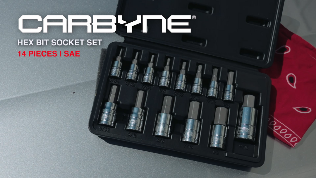 CARBYNE Hex Bit Socket Set - 14 Piece, SAE, S2 Steel | 1/4", 3/8" & 1/2" Drive