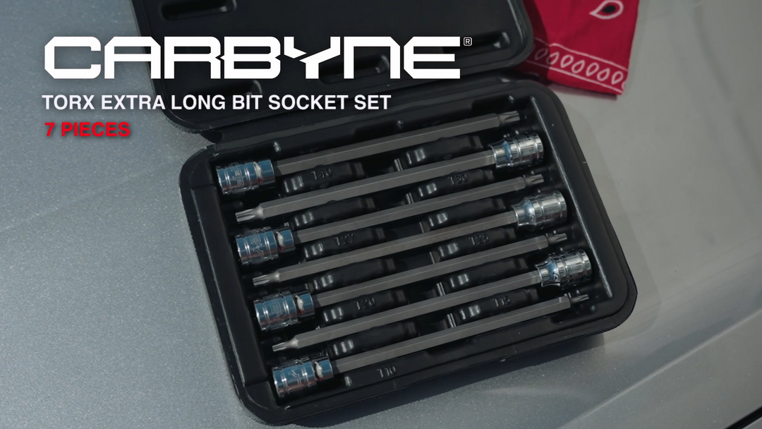 CARBYNE Extra Long Bit Socket Set - 7 Piece, Torx, S2 Steel Bits | 3/8" Drive, T-10 to T-40
