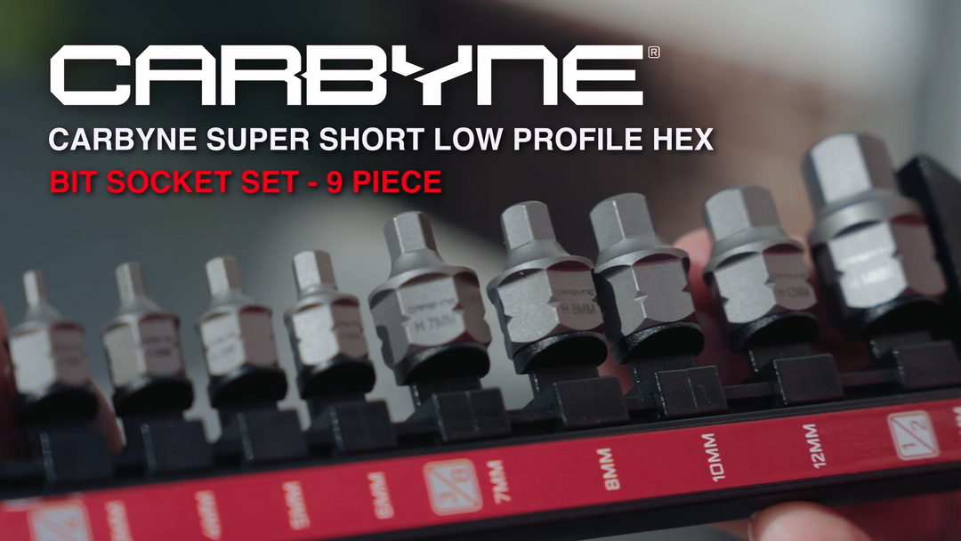 CARBYNE Super Short Hex Bit Socket Set - 9 Piece, Metric, 3mm to 14mm | S2 Steel