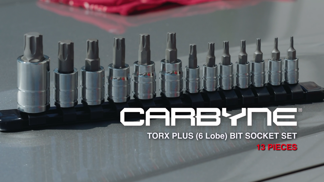CARBYNE Torx Plus (aka 6 Lobe) Bit Socket Set - 13 Piece, IP-8 to IP-60, S2 Steel Bits, CRV Sockets | 1/4", 3/8" & 1/2" Drive