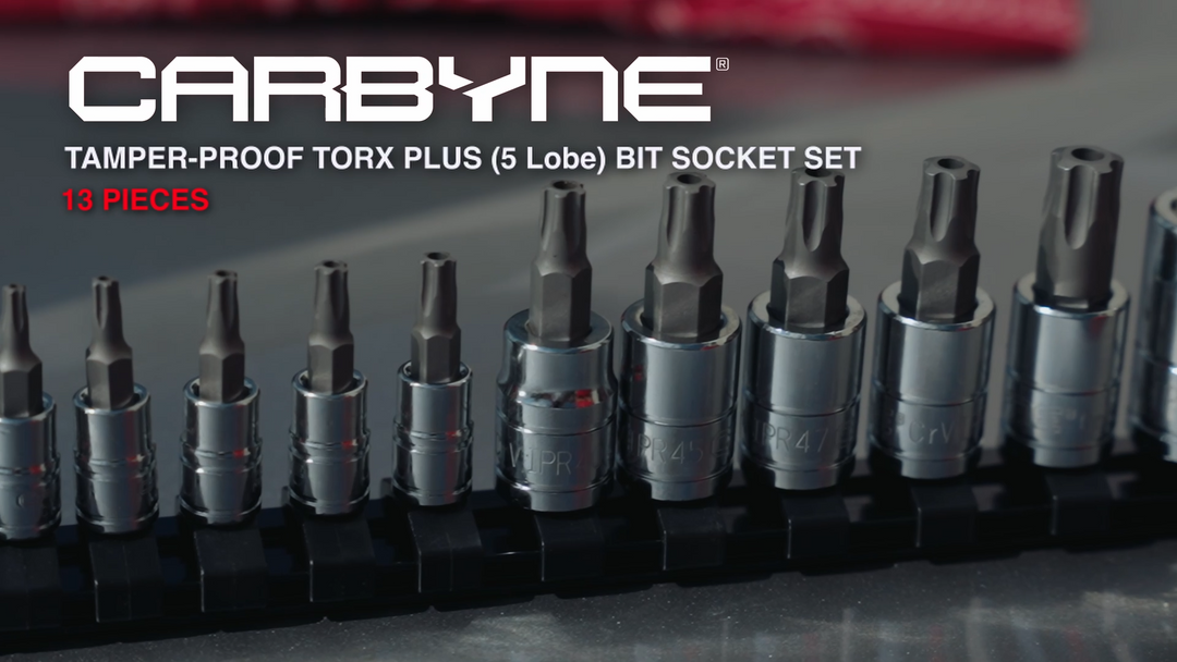 CARBYNE Tamper-Proof Torx Plus (aka 5 Lobe) Bit Socket Set - 13 Piece, S2 Steel, IPR-8 to IPR-60, S2 Steel Bits, CRV Sockets | 1/4", 3/8" & 1/2" Drive