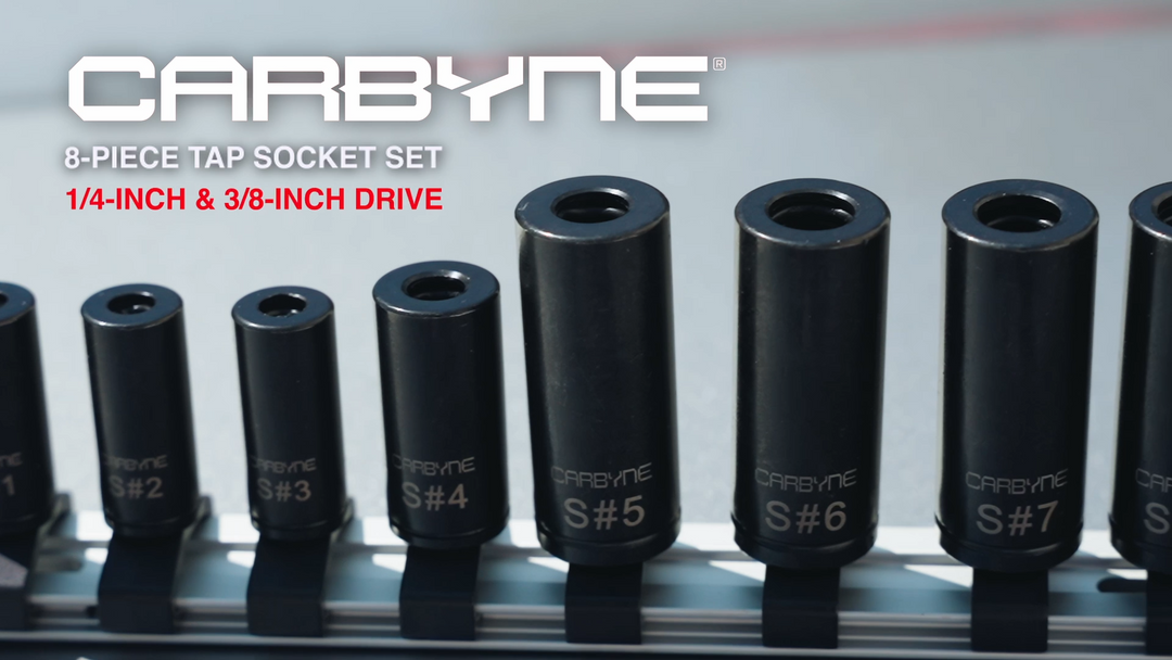 CARBYNE 8-Piece Tap Socket Set – Tap Sockets for 1/4” & 3/8” Drive, Fits MCTI Standard, Metric & 1/8” NPT Taps – Cam Retention, Cr-V Steel Machinist Tools