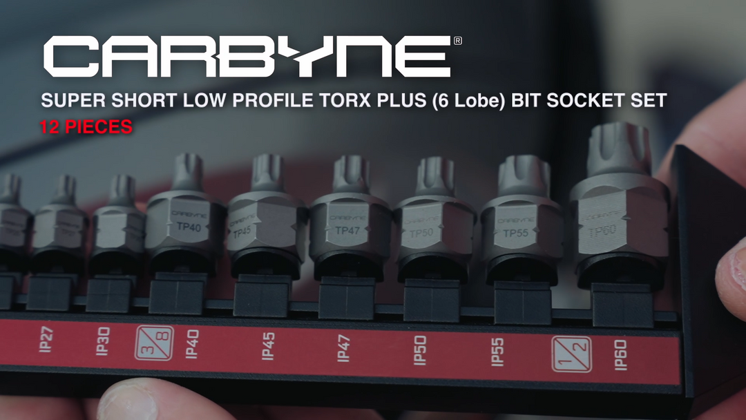 CARBYNE Super Short Torx Plus (aka 6 Lobe) Bit Socket Set - 12 Piece, TP10/IP10 to TP60/IP60 | S2 Steel