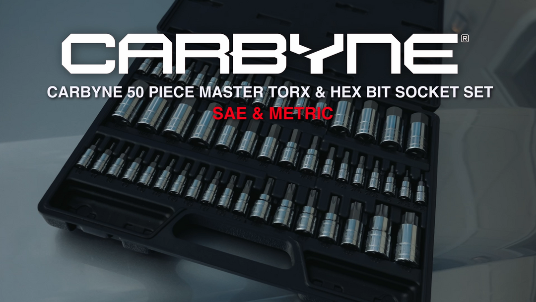 CARBYNE 50 Piece Master Torx, SAE Hex & Metric Hex Bit Socket Set, S2 Steel Bits | Torx, SAE & Metric