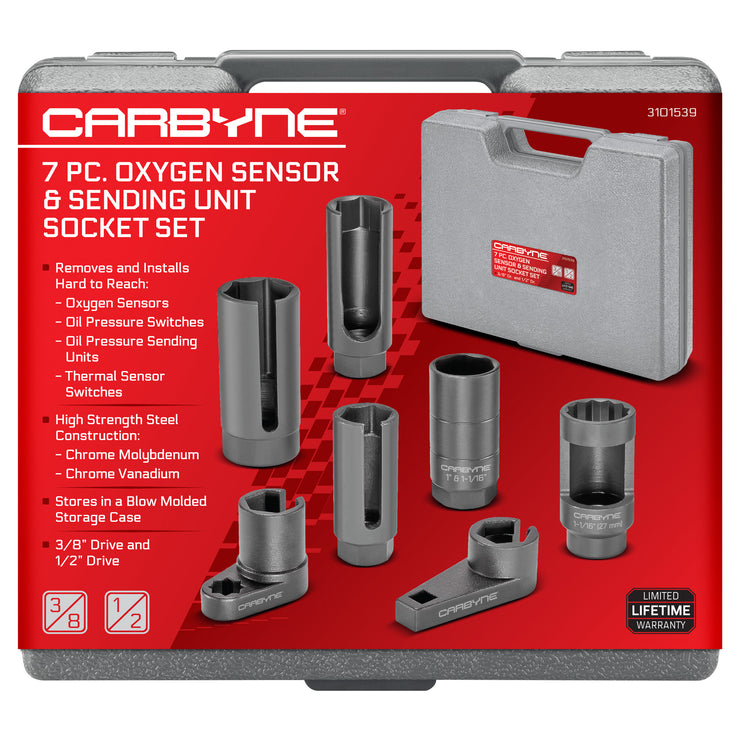 CARBYNE 7 Piece Oxygen Sensor & Sending Unit Socket Set - Carbyne Tools