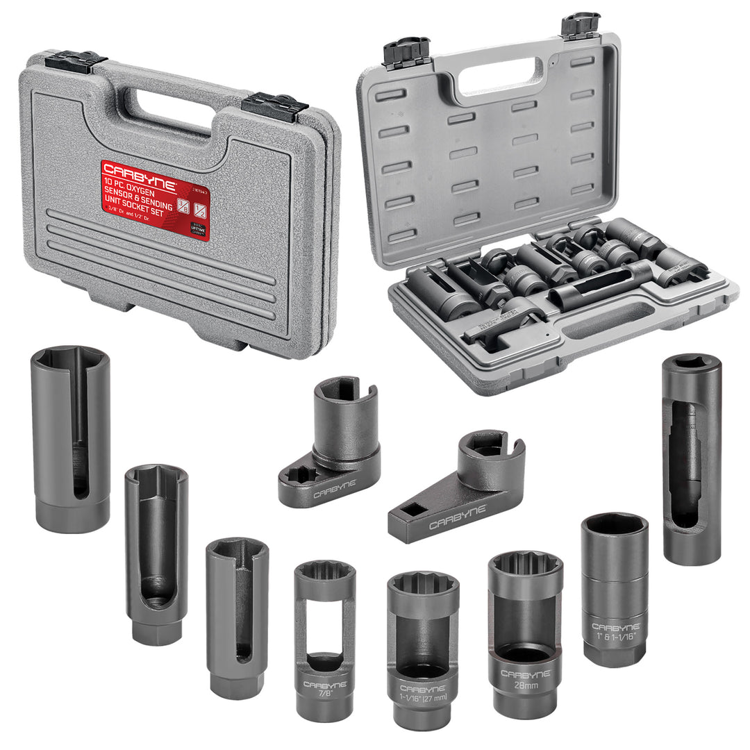 CARBYNE 10 Piece Oxygen Sensor & Sending Unit Socket Set - Carbyne Tools