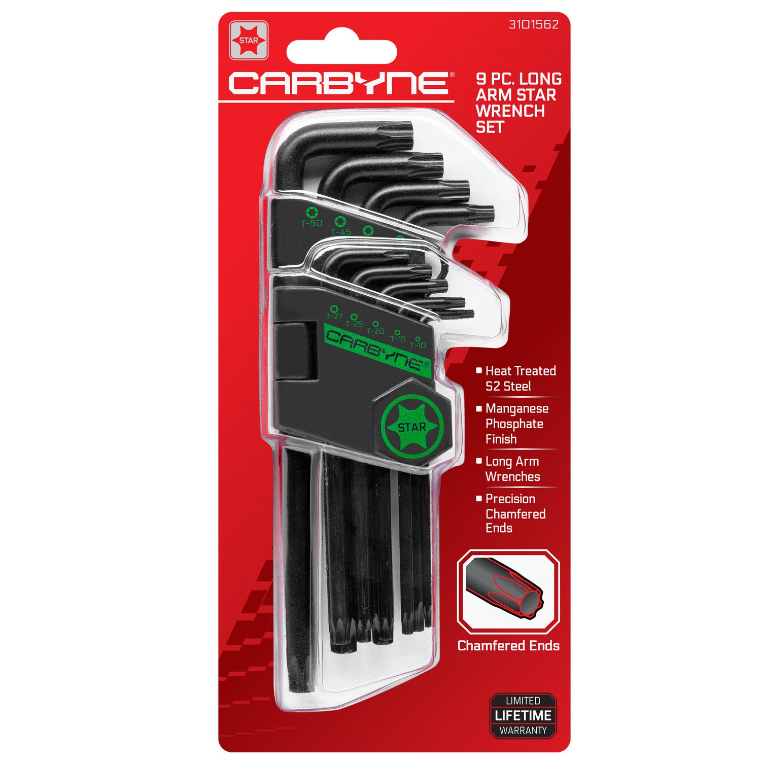 CARBYNE 9 Piece Long Arm Star Wrench Set, T-10 to T-50 | S2 CARBYNE 9 Piece Long Arm Star Wrench Set, T-10 to T-50 | S2