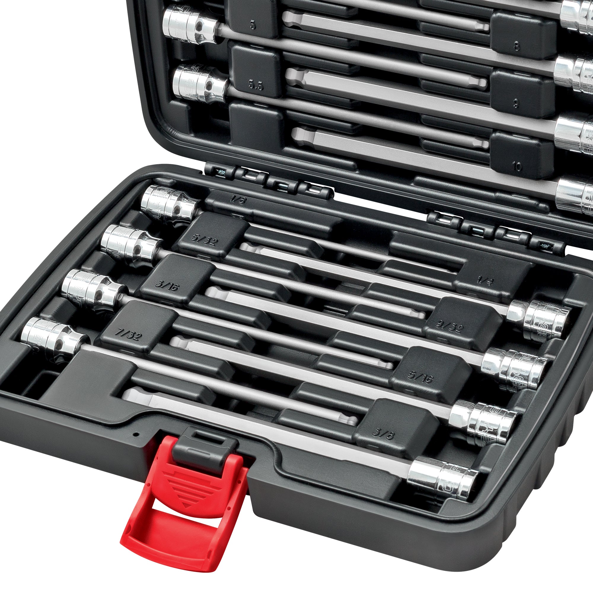 CARBYNE Extra Long Ball End Hex Bit Socket Set - 18 Piece - SAE & Metric, S2 Steel Bits | 3/8" Drive, 1/8" to 3/8" & 3mm to 10mm - Carbyne Tools