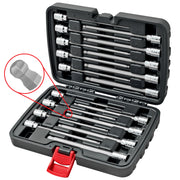 CARBYNE Extra Long Ball End Hex Bit Socket Set - 18 Piece - SAE & Metric, S2 Steel Bits | 3/8" Drive, 1/8" to 3/8" & 3mm to 10mm - Carbyne Tools