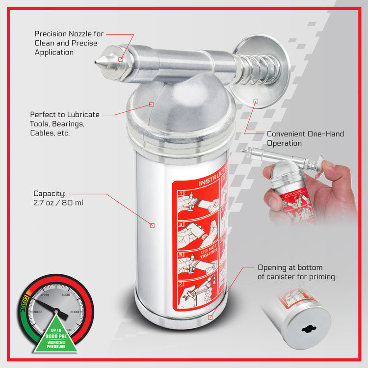 Carbyne Mini Grease Gun, Precision Nozzle, On-Hand Operation - Carbyne Tools