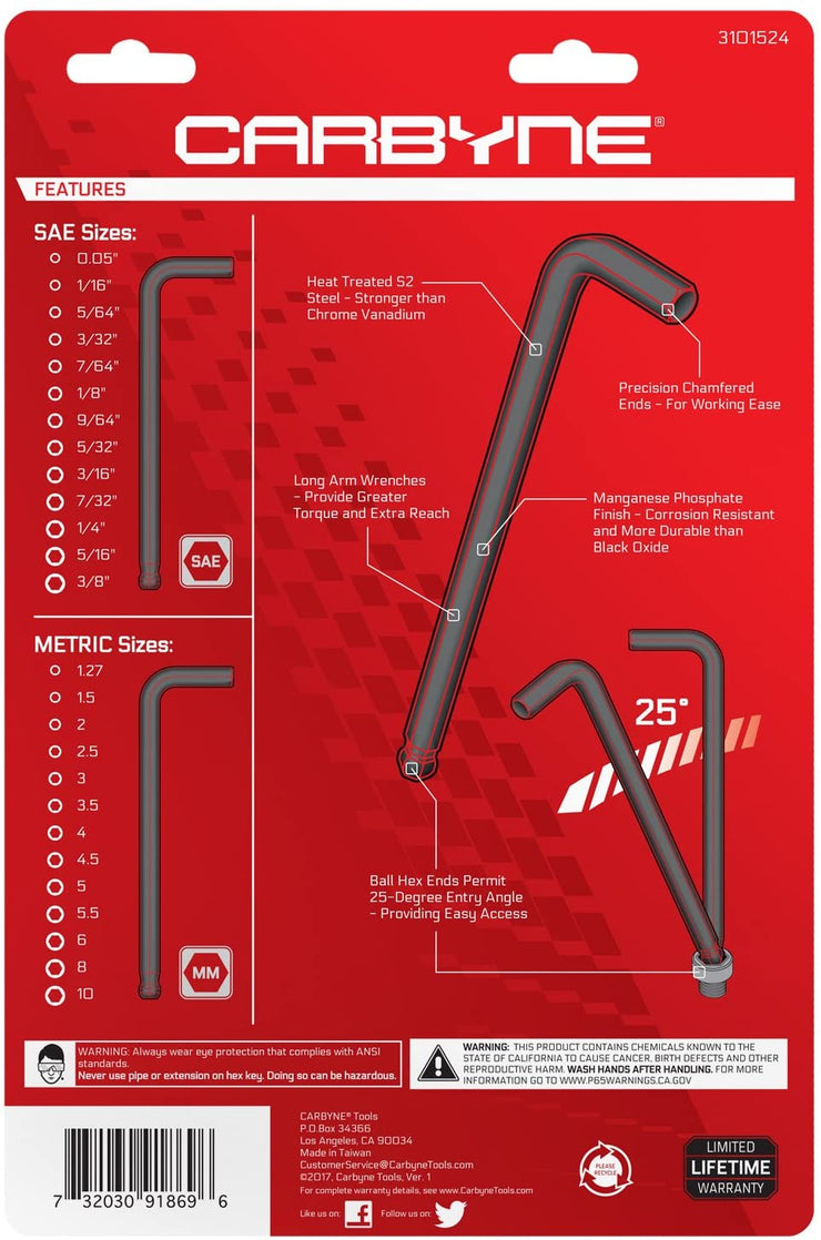 Allen Wrench Set, 26pcs SAE and Metric Hex Key Set, Long Arm Ball End Allen  Key Set Tools for Hex Head Socket Screws - 2 Sets