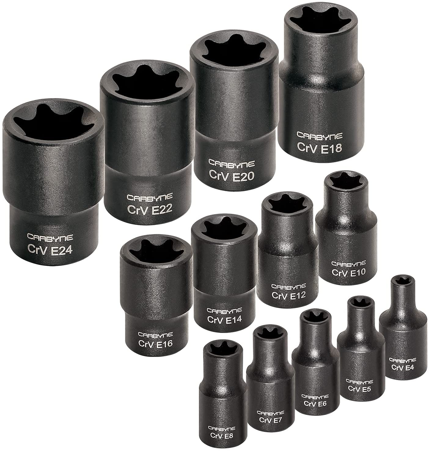 E4 Socket CARBYNE 13 Piece External Torx Socket Set, E4 to E24 | Chrome Vanadium ...