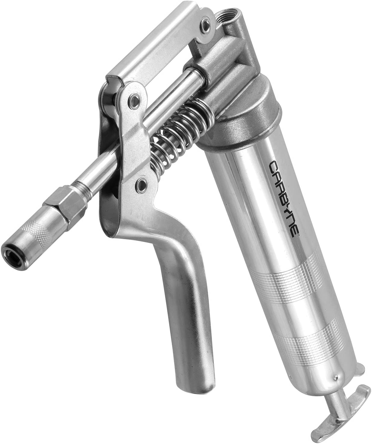 CARBYNE Mini Grease Gun - Pistol Grip, 3000 PSI, Heavy Duty Professional Quality. 12" Flex Hose and 4" Rigid Extension - Carbyne Tools