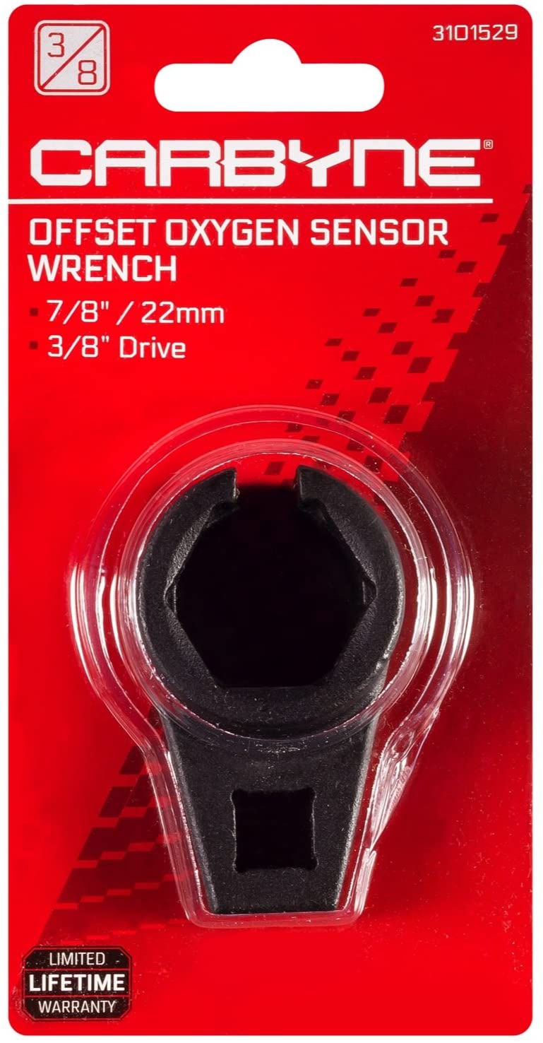 CARBYNE Offset Oxygen Sensor (O2) Socket, 7/8 inch (22mm) | 3/8 inch Drive | Chrome Molybdenum Steel | Wire Gate Prevents Damage to Wires - Carbyne Tools