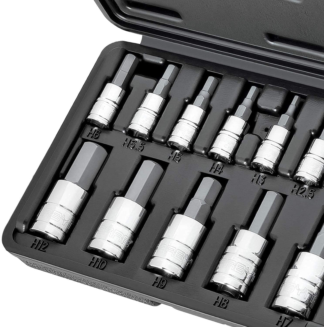 CARBYNE Hex Bit Socket Set - 13 Piece, Metric, 2mm - 14mm | S2 Steel - Carbyne Tools