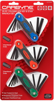 CARBYNE Hex Key & Star Wrench Set - 25 Piece, Folding, Inch/Metric/Star, S2 Steel - Carbyne Tools