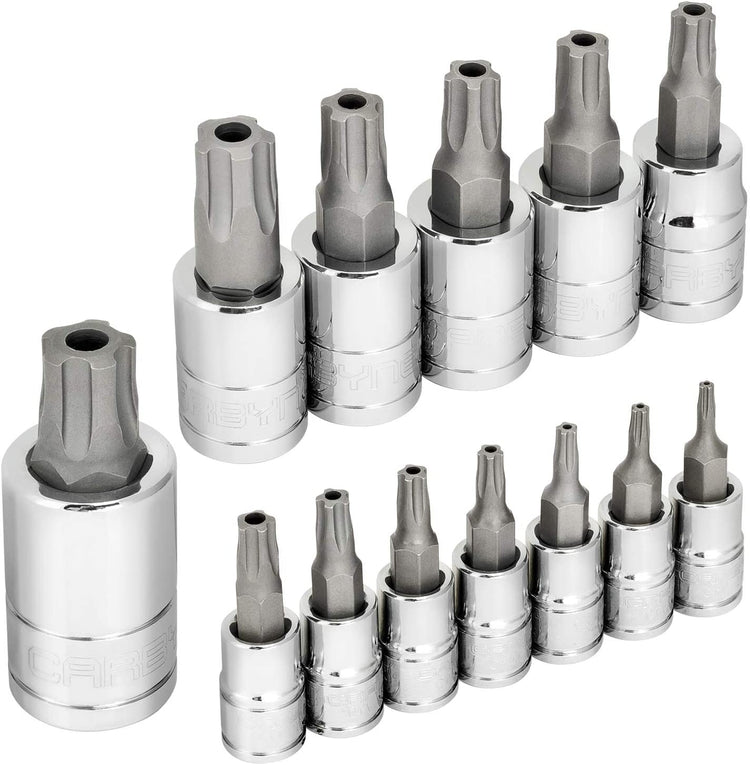 CARBYNE Tamper-Proof Torx Plus (aka 5 Lobe) Bit Socket Set - 13 Piece, S2 Steel, IPR-8 to IPR-60, S2 Steel Bits, CRV Sockets | 1/4", 3/8" & 1/2" Drive - Carbyne Tools