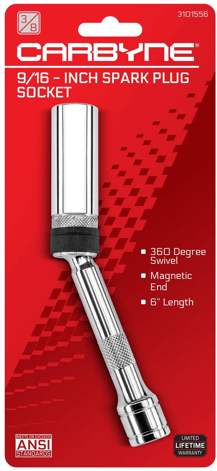CARBYNE Spark Plug Socket, 9/16 inch, Magnetic Swivel, 6 inch