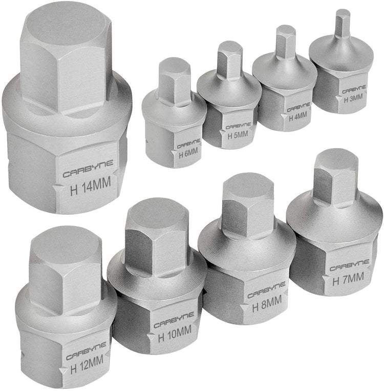 CARBYNE Super Short Hex Bit Socket Set - 9 Piece, Metric, 3mm to 14mm ...