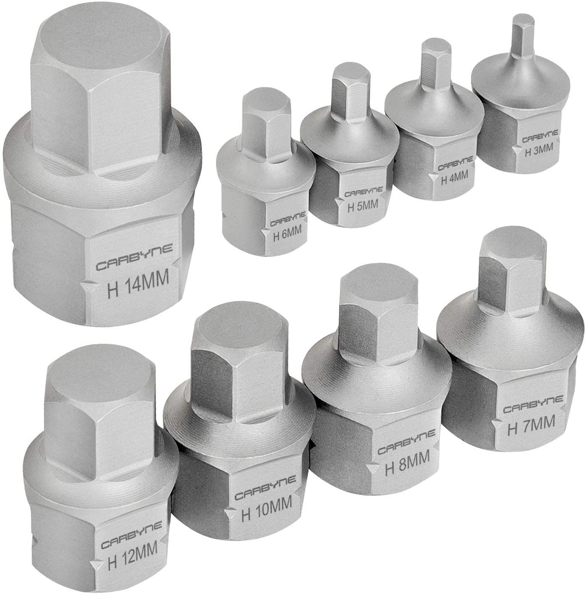 CARBYNE Super Short Hex Bit Socket Set - 9 Piece, Metric, 3mm to 14mm ...