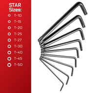 CARBYNE Long Arm Ball End Hex Key Wrench Set - 35 Piece, Inch/Metric/Star, S2 Steel - Carbyne Tools