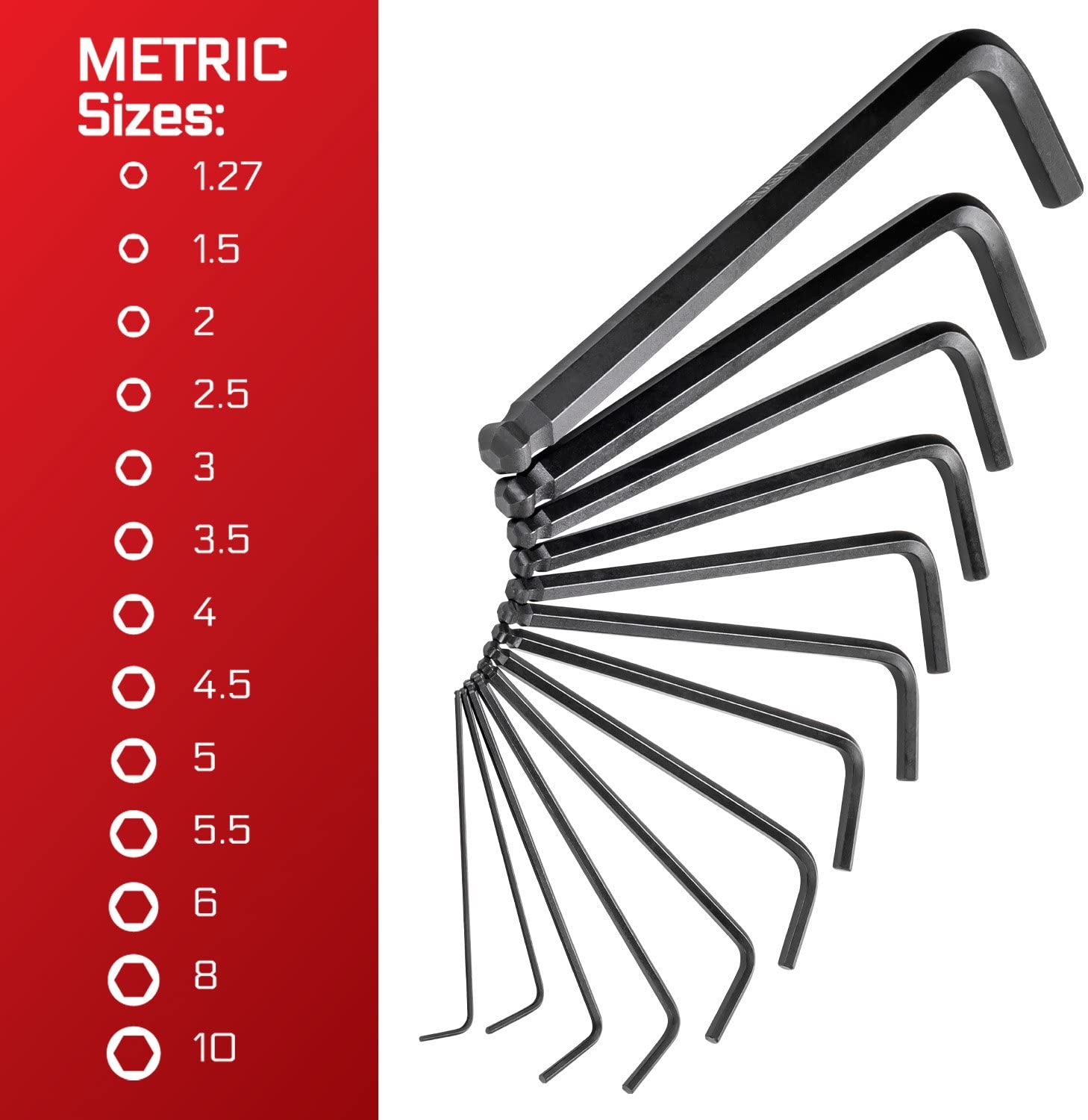 CARBYNE Long Arm Ball End Hex Key Wrench Set - 26 Piece, Inch/Metric, S2 Steel - Carbyne Tools