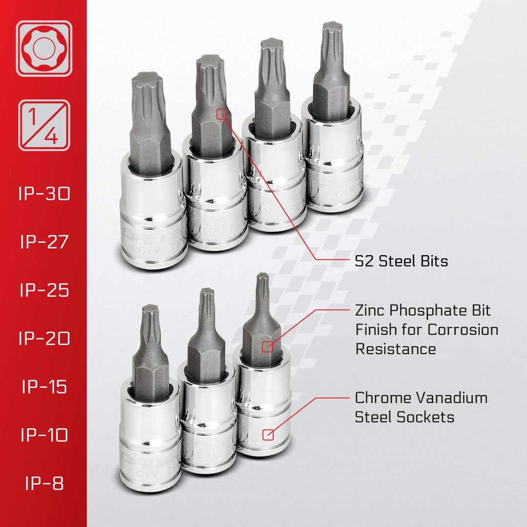 CARBYNE Torx Plus (aka 6 Lobe) Bit Socket Set - 13 Piece, IP-8 to IP-60, S2 Steel Bits, CRV Sockets | 1/4", 3/8" & 1/2" Drive - Carbyne Tools