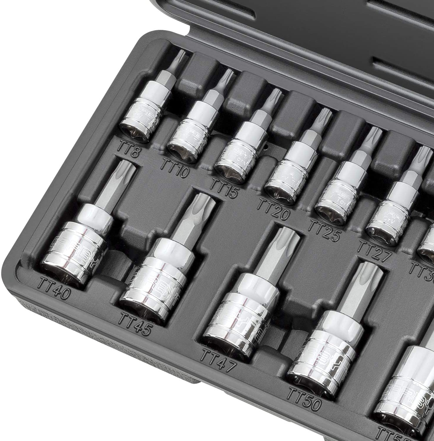 CARBYNE Tamper Proof Torx Bit Socket Set - 14 Piece, T-8 to T-60 Sizes, S2 Steel Bits, CRV Sockets | 1/4", 3/8" & 1/2" Drive - Carbyne Tools