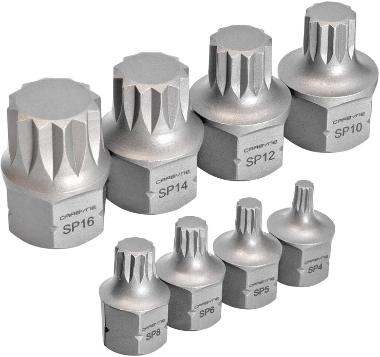 CARBYNE Super Short XZN Triple Square Socket Bit Set - 8 Piece, 4mm to 16mm | S2 Steel - Carbyne Tools