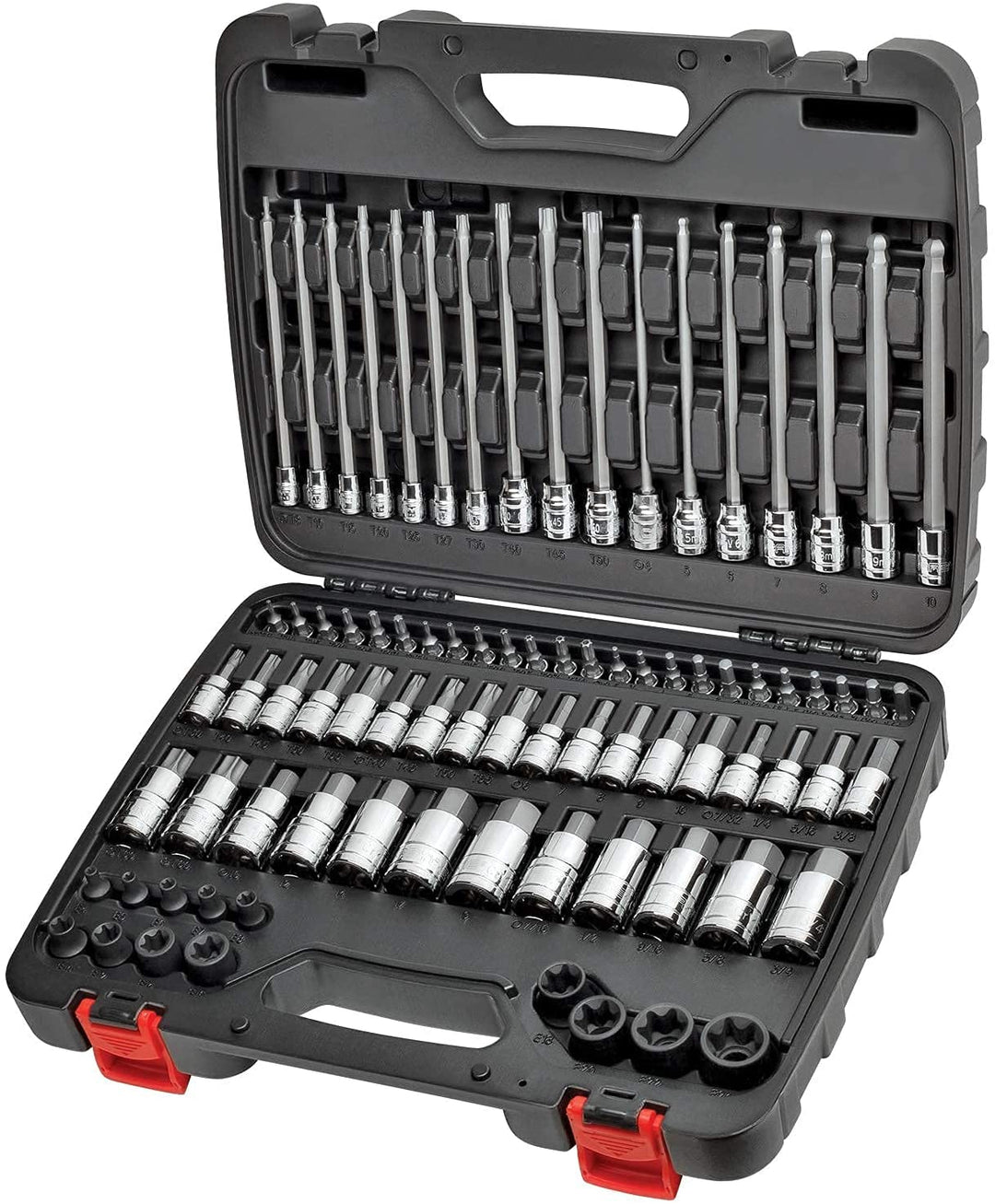 Crosstar 10-Piece Impact Torx Bit Socket Set, T25 To T70, 1/2" Drive, Cr-Mo Steel, Long Shank, With Transparent Case