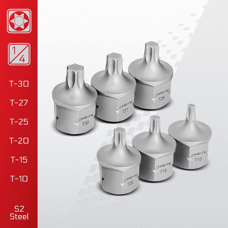 CARBYNE Super Short Torx Bit Socket Set - 12 Piece , T-10 to T-60 | S2 Steel - Carbyne Tools