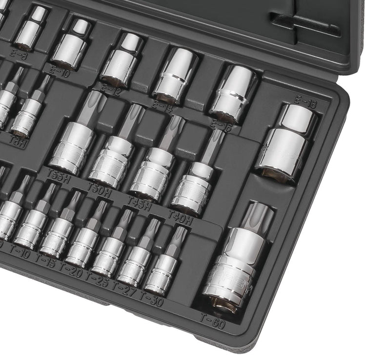 CARBYNE Torx Bit Socket & E-Socket Set - 36 Piece, S2 Steel Bits | 1/4", 3/8" & 1/2" Drive - Carbyne Tools