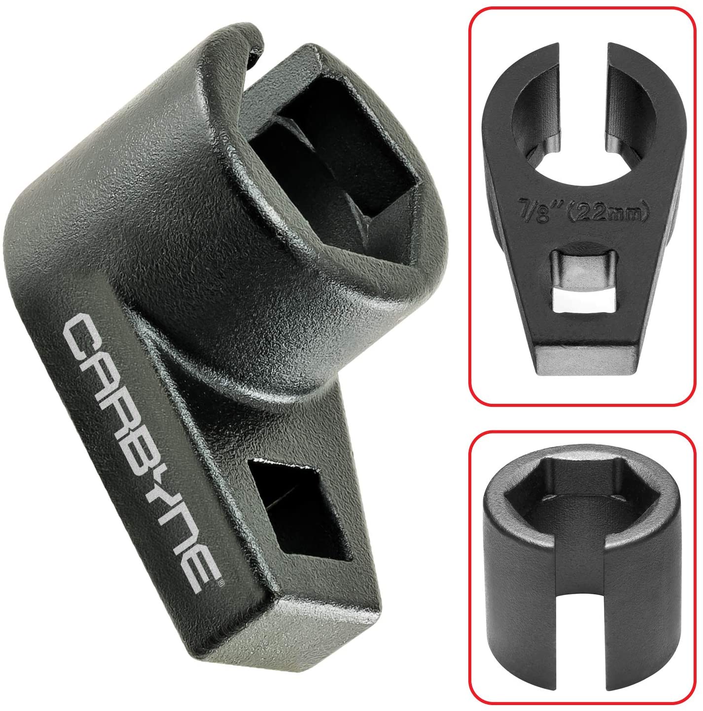 CARBYNE Offset Oxygen Sensor (O2) Socket, 7/8 inch (22mm) | 3/8 inch Drive | Chrome Molybdenum Steel | Wire Gate Prevents Damage to Wires - Carbyne Tools