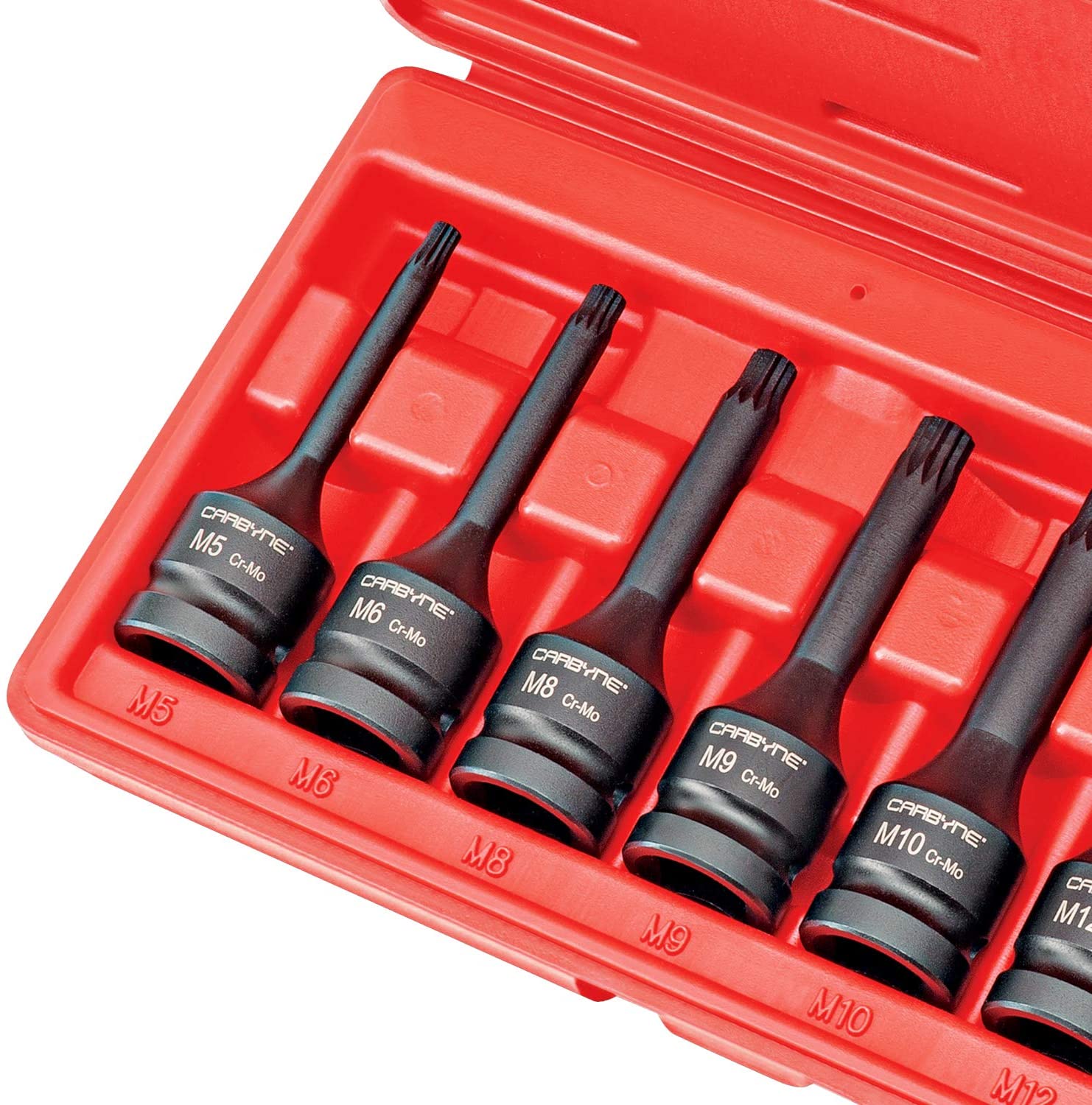 CARBYNE XZN Triple Square Spline Drive Impact Socket Set - 8 Piece, Chrome Molybdenum (Cr-Mo) Steel | Metric M5 to M16 | 1/2 inch Drive - Carbyne Tools