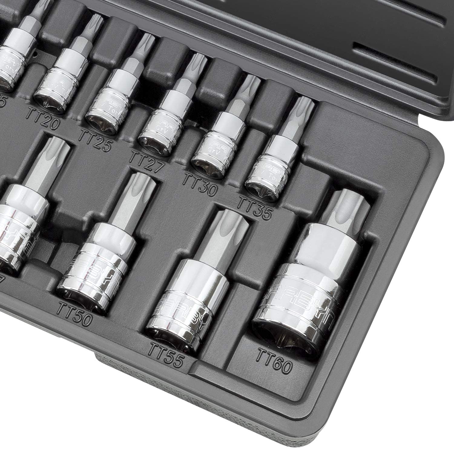 CARBYNE Tamper Proof Torx Bit Socket Set - 14 Piece, T-8 to T-60 Sizes, S2 Steel Bits, CRV Sockets | 1/4", 3/8" & 1/2" Drive - Carbyne Tools