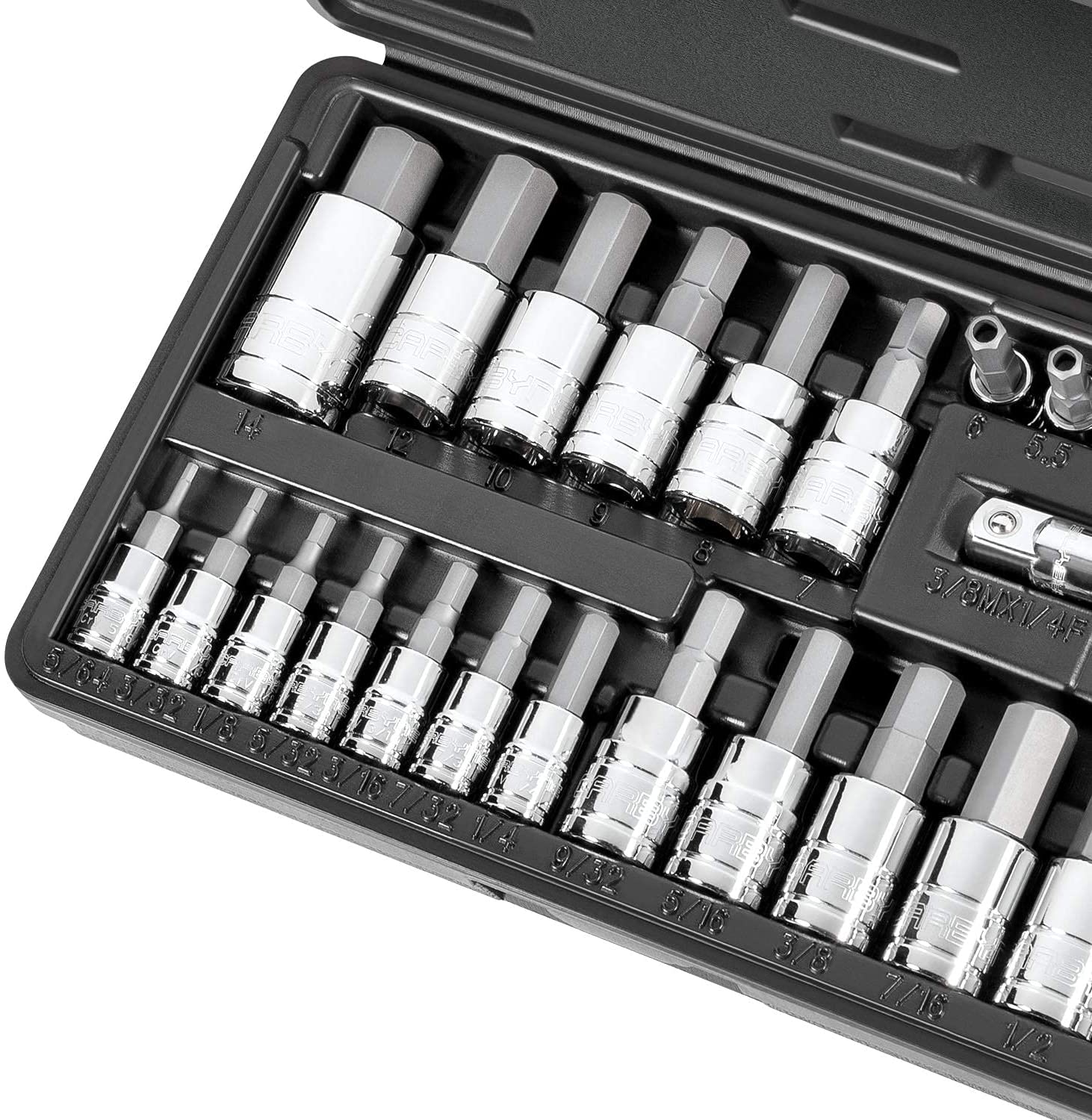 CARBYNE Tamper-Proof Hex Bit Socket Set - 28 Piece, SAE & Metric, S2 Steel | 1/4", 3/8" & 1/2" Drive - Carbyne Tools