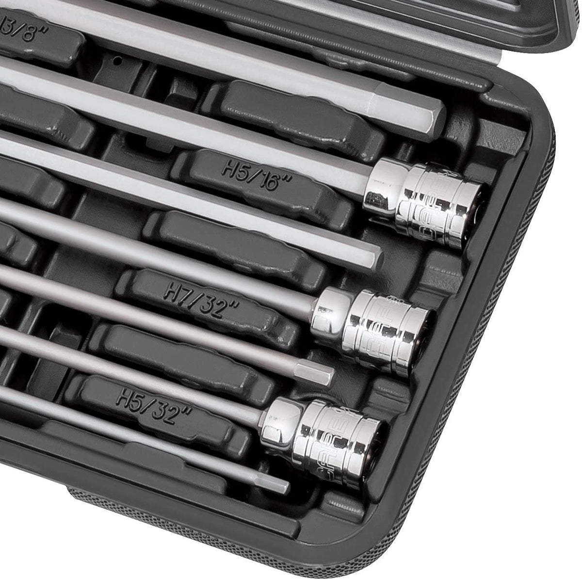 CARBYNE Extra Long Hex Bit Socket Set - 7 Piece, SAE, S2 Steel Bits ...