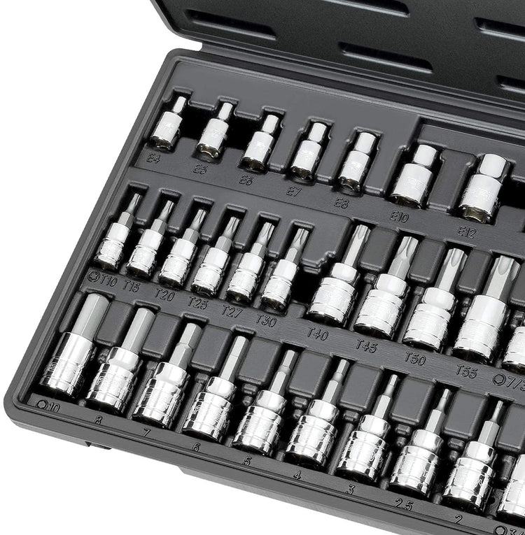 CARBYNE Hex, Torx Bit Socket & E-Torx Socket Set - 36 Piece, S2 Steel | 1/4", 3/8" & 1/2" Drive - Carbyne Tools