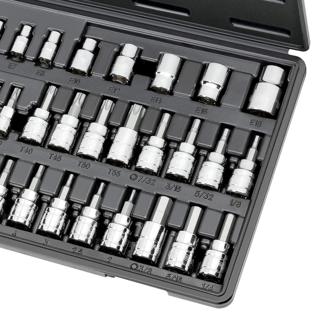 CARBYNE Hex, Torx Bit Socket & E-Torx Socket Set - 36 Piece, S2 Steel | 1/4", 3/8" & 1/2" Drive - Carbyne Tools