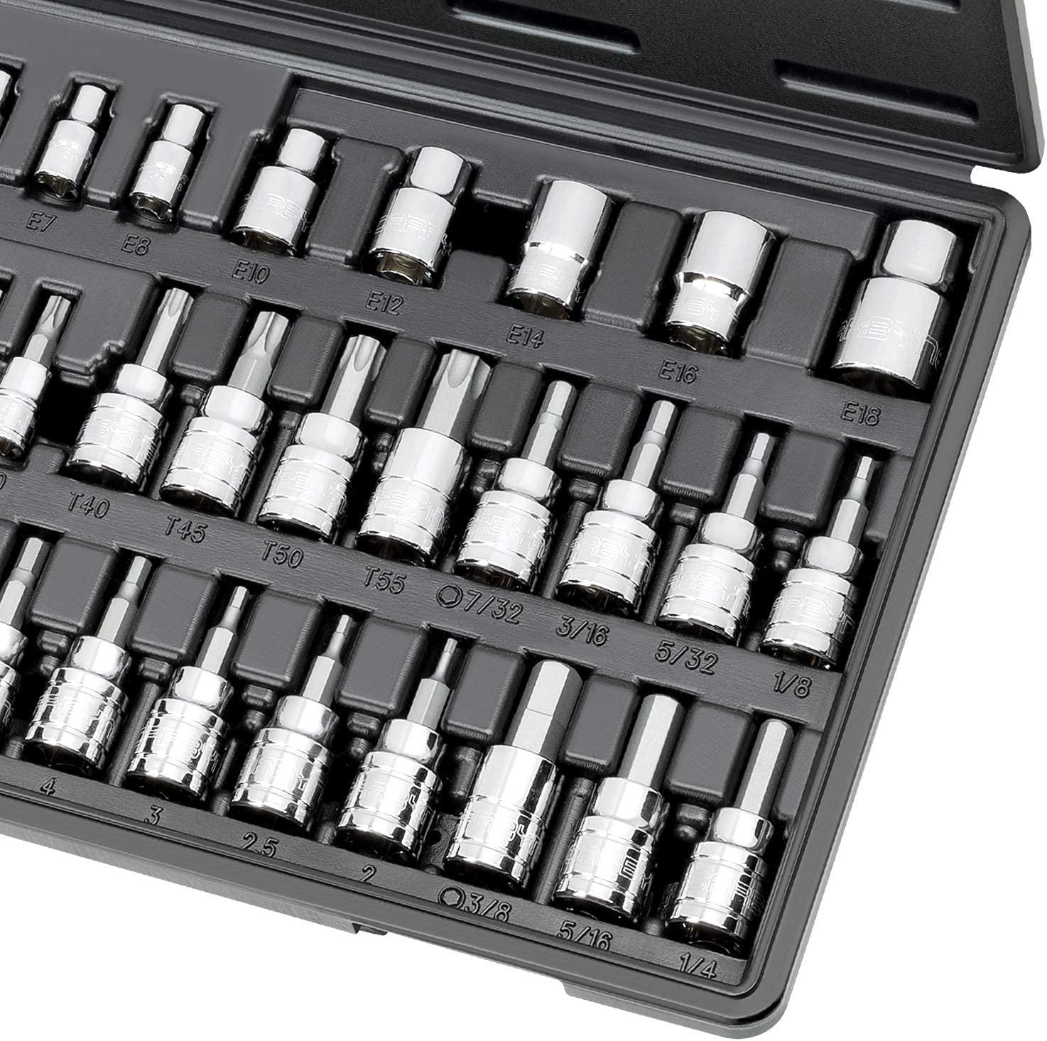 CARBYNE Hex, Torx Bit Socket & E-Torx Socket Set - 36 Piece, S2 Steel | 1/4", 3/8" & 1/2" Drive - Carbyne Tools