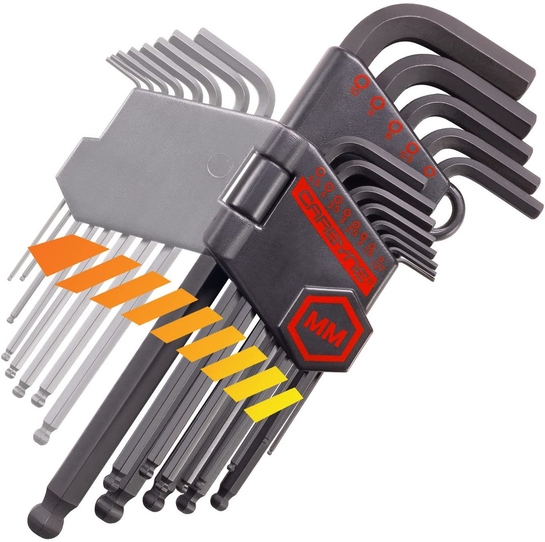 CARBYNE Long Arm Ball End Hex Key Wrench Set - 35 Piece, Inch/Metric/Star, S2 Steel - Carbyne Tools