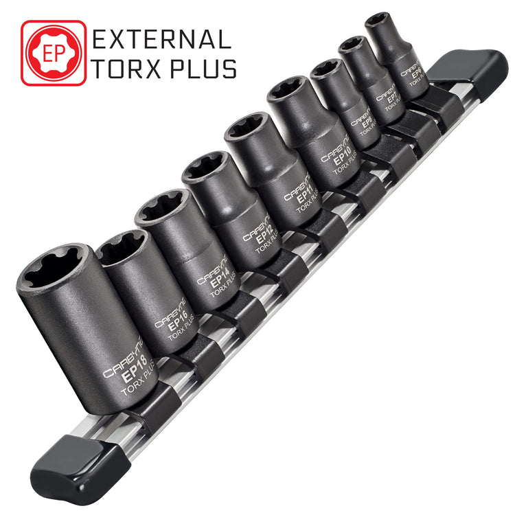 CARBYNE 9 Pc. External Torx Plus Socket Set, E6 to E18 | Chrome Vanadium Stee... - Carbyne Tools