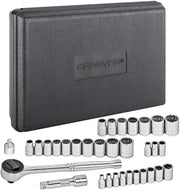 CARBYNE 34 Piece Socket Set | SAE & Metric, Chrome Vanadium Steel, 6 & 12 Point - Carbyne Tools
